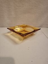 Vintage 1970’s Square Golden Amber Glass Ashtray~  picture
