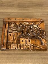 Vintage Honduras Hand Carved Wooden Paper And Pencil Pad Very Detailed Unique picture