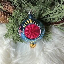 Vintage Blown Glass Indent Tiered Teardrop Christmas Ornament Poland Stencil picture