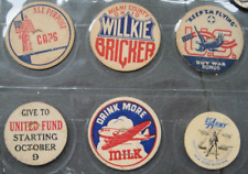 6 patriotic WWII war slogan themed milk bottle cap dairy lids-United Fund USArmy picture