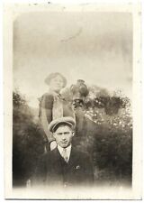 Vintage 1920's Abstract Photo Man & Ghost Image of Woman Holding Train Light 💀 picture