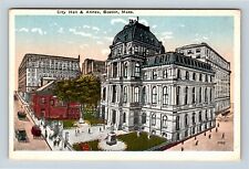 Boston MA City Hall Annex Grounds Bird's-Eye View Massachusetts Vintage Postcard picture