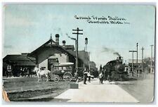 c1910's Grand Trunk Station Depot Railroad Train Charlotte Michigan MI Postcard picture