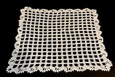 Vintage Ivory Hand Crochet Square Cotton Doily 13” by 13 1/2” Beautiful picture
