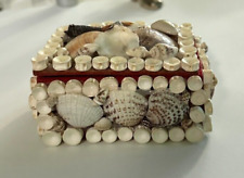 Vintage Handmade Seashell Shell Art Jewelry Trinket Box Nautical Beach picture