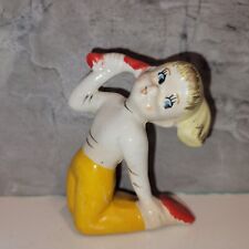 Porcelain Hand Painted Teenage Girl Posing on Phone Figurine JAPAN 1950s Kitchy picture