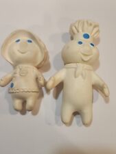 1971 Pillsbury Dough Boy and 1972 Dough Girl Soft Rubber Dolls Swivel Heads VTG picture