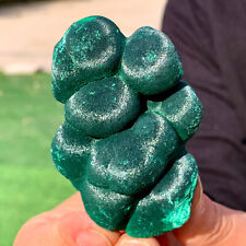 144G Natural glossy Malachite cat eye transparent cluster rough mineral sample picture