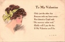Vintage Postcard Valentine's Day To My Valentine Unused Unposted picture