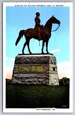 Gettysburg PA Pennsylvania Postcard Statue Of Major General G Meade Horse picture