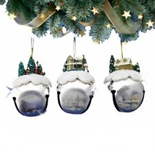 Ashton-Drake Winter Sleigh Bells #4 Ornament Set of 3 by Thomas Kinkade 3-inches picture