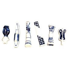 Chinoiserie Blue and White Chopstick Rests Set Of 6 Asian Design picture