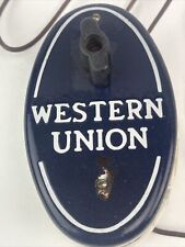 Western Union Cobalt & White Porcelain Call Box #6-B Complete picture