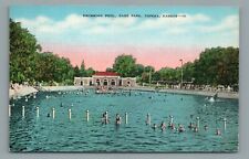 Gage Park Swimming Pool, Topeka KS Kansas, Vintage Linen Postcard picture