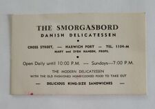 VINTAGE 1930s ADVERTISING CARD: THE SMORGASBORD DANISH DELICATESSEN HARWICH, MA picture
