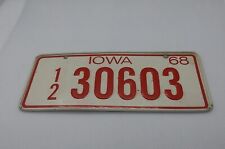 Vintage 1968 Wheaties Post Cereal Miniature Bike Iowa License Plate # 12-30603 picture