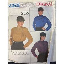 Rare Vogue Original Sewing Pattern 2316 VERSACE Asymmetrical Wrap Blouse Top Sz picture