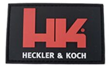 HK FIREARMS HECKLER & KOCH LOGO BLACK PVC PATCH HOOK FASTENER BACKING PATCH picture