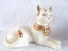 Lenox EGYPTIAN CAT Ivory Porcelain Goddess Figurine 1999 Retired 24K GOLD TRIM picture