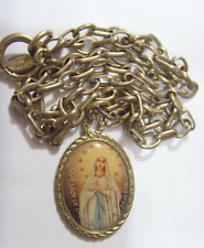 vintg Popesco France catholic Saint Mary Lourdes necklace19 gram gold pltd 52956 picture