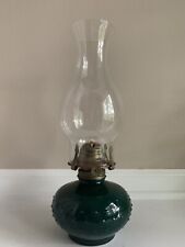 Vintage Lamplight Farms Green Hobnail Glass Oil Lamp 13” picture