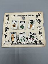 Vintage Ceramic Buttons Folk Hand Painted Gardening Theme A Homespun Heart picture