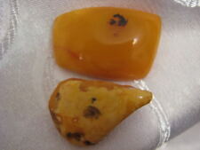2 Antique Fantastic Color Baltic Egg Yolk Butterscotch Raw Amber Brooches 20.7g picture