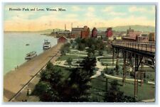 1910 Riverside Park Levee Steamer Ship Winona Minnesota Vintage Antique Postcard picture