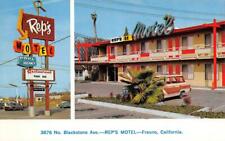 REP'S MOTEL Fresno, CA Roadside Woody Station Wagon c1960s Vintage Postcard picture
