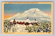 Mt Hood OR-Oregon, Timberline Lodge In Winter, Antique, Vintage c1939 Postcard picture