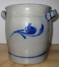 Vintage German Westerwald Salt Glaze Cobalt Blue Handpainted Flower Pot Crock picture