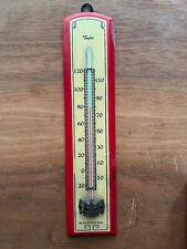 Vintage Wooden Thermometer Taylor Cream RED Made In USA 8