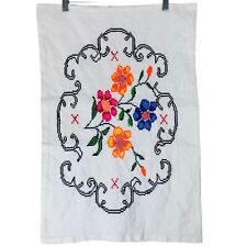 Handmade Embroidered Floral Pillowcases White Neon 26x17