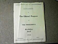1944 Official Program Supplement The President's Birthday Ball Roosevelt FDR picture