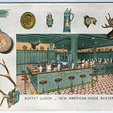 c1900s Boston MA New American House Buffet Bar Wall Art Unused UDB Postcard A102 picture