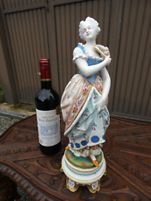 Antique French paris porcelain lady with fan figurine statue picture