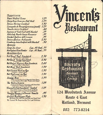 1970s VINCENT'S RESTAURANT vintage Italian, seafood dinner menu RUTLAND, VERMONT picture