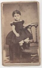 ANTIQUE CDV CIRCA 1860s CUTE LITTLE GIRL IN BLACK DRESS CIVIL WAR ERA picture