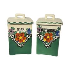 VINTAGE TBICO Hand Painted Kitchen Canisters. Pick 2 Rice Barley or Oatmeal picture