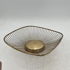 VTG Mid Century Modern MCM Atomic Brass Metal Wire Basket Serving Bowl Holder picture