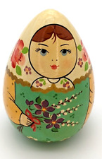 Hand Painted Russian Roly Poly Musical Wood Doll picture