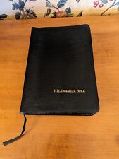 VINTAGE PTL PARALLEL BIBLE KJV/LIVING LARGE PRINT BLACK LEATHER 1984 picture