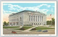 Postcard North Carolina Raleigh Memorial Auditorium Classic Cars Vintage picture