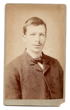 ANTIQUE CDV CIRCA 1880s THOMAS HANDSOME MAN WITH MUSTACHE RACINE WISCONSIN picture