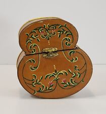 Chinese Lacquered Trinket Box Gold Trim Unique Paper Mache Hand Painted Vintage picture