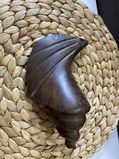 RARE MCM Hand Carved Polished Wood Shell Sculpture 7” picture