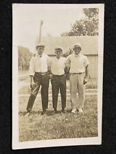 Handsome Men Smoking Outside Antique RPPC Real Photo Postcard picture