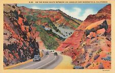 Los Angeles California, Ridge Route, Old Cars Winding Road, Vintage Postcard picture