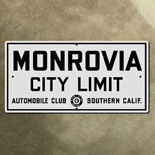 Monrovia California ACSC city limit boundary route 66 highway road sign 1929 16