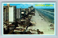 Daytona Beach FL-Florida, Beach Along Water Edge, Antique Vintage Postcard picture